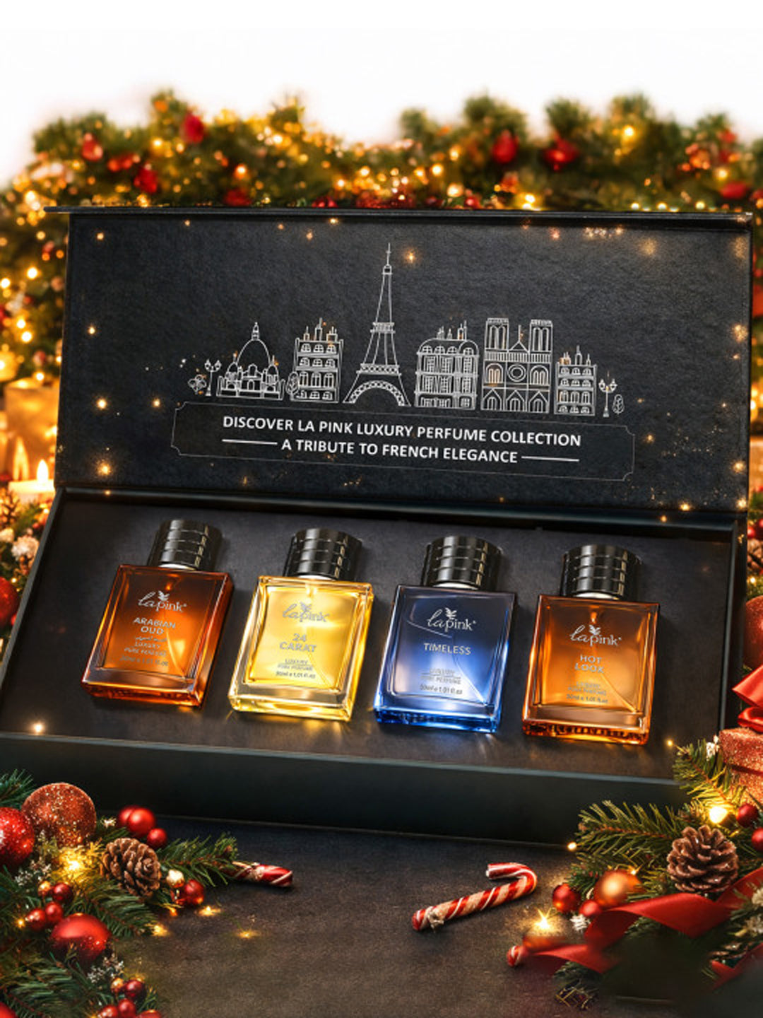 LA PINK Luxury Collection Gift Set for Men Hot Look, 24 Carat, Timeless, Arabian Oud (30ml x 4)