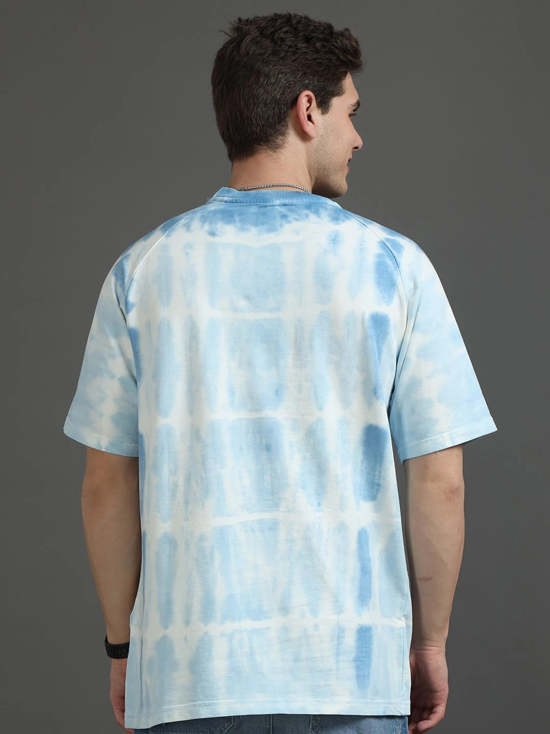 Silisoul Blue Oversized Fit Abstract Print Pure Cotton T-Shirt