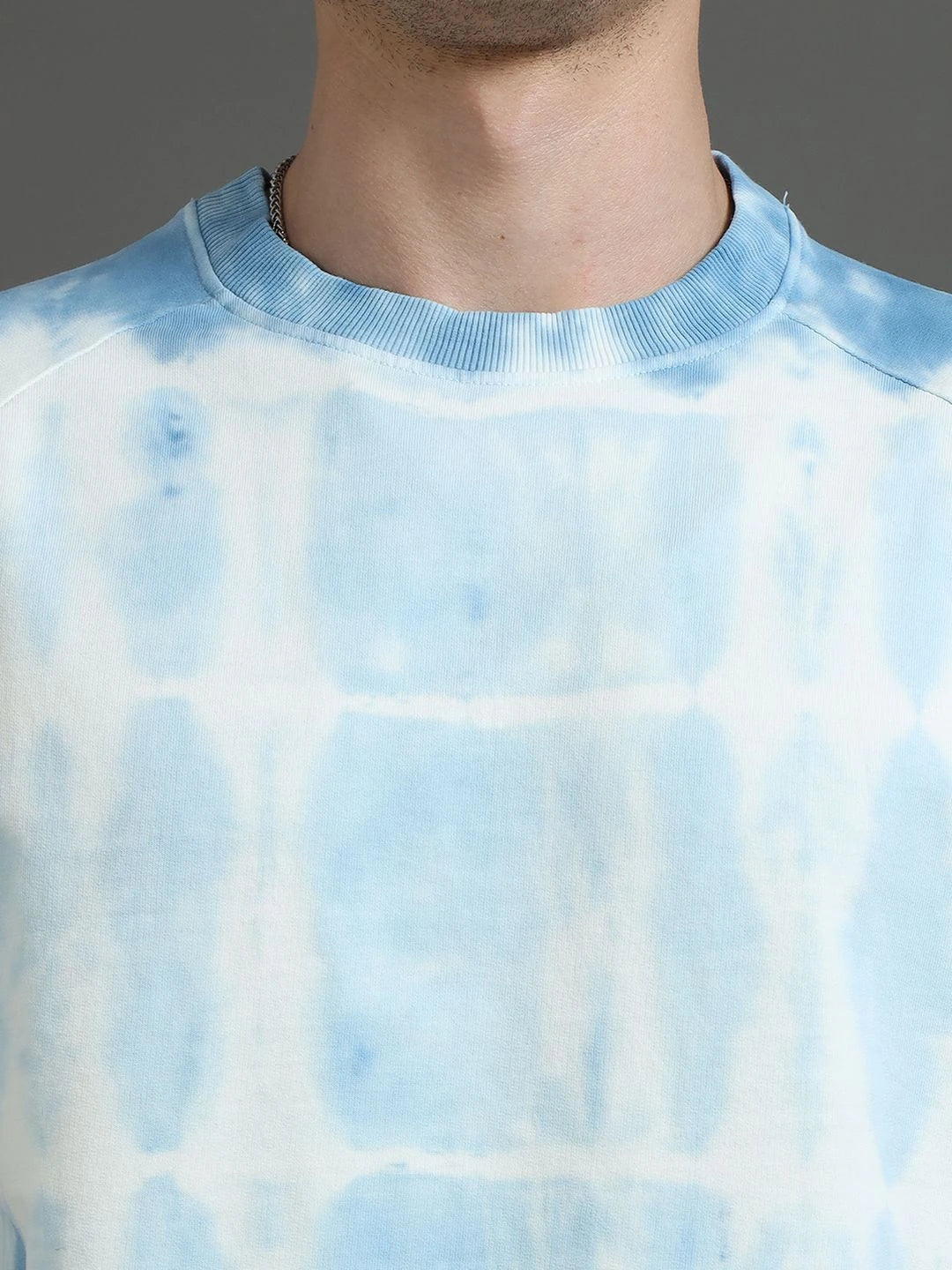 Silisoul Blue Oversized Fit Abstract Print Pure Cotton T-Shirt