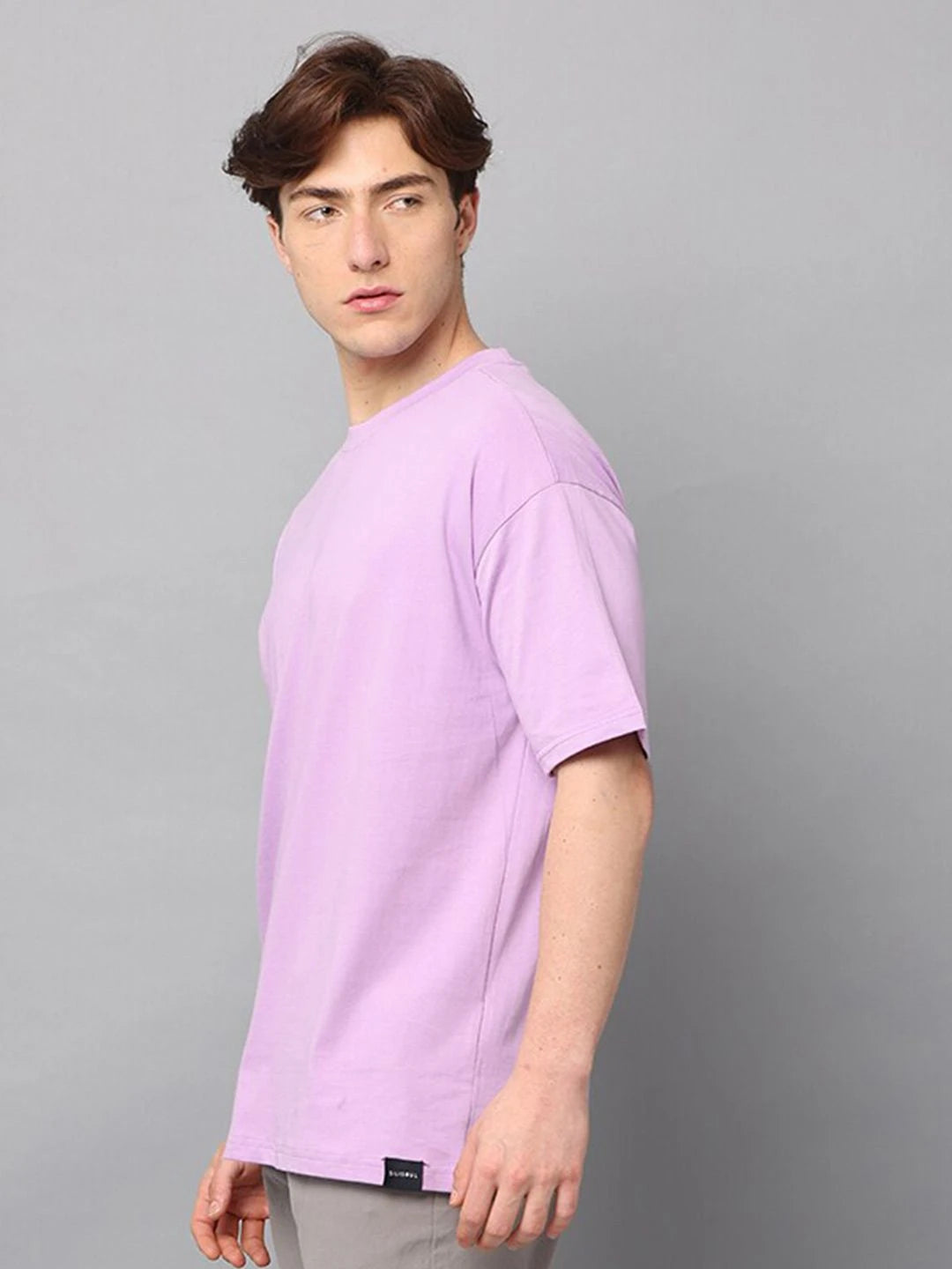 Silisoul Lavender Oversized Fit Cotton Short Sleeves T-Shirt