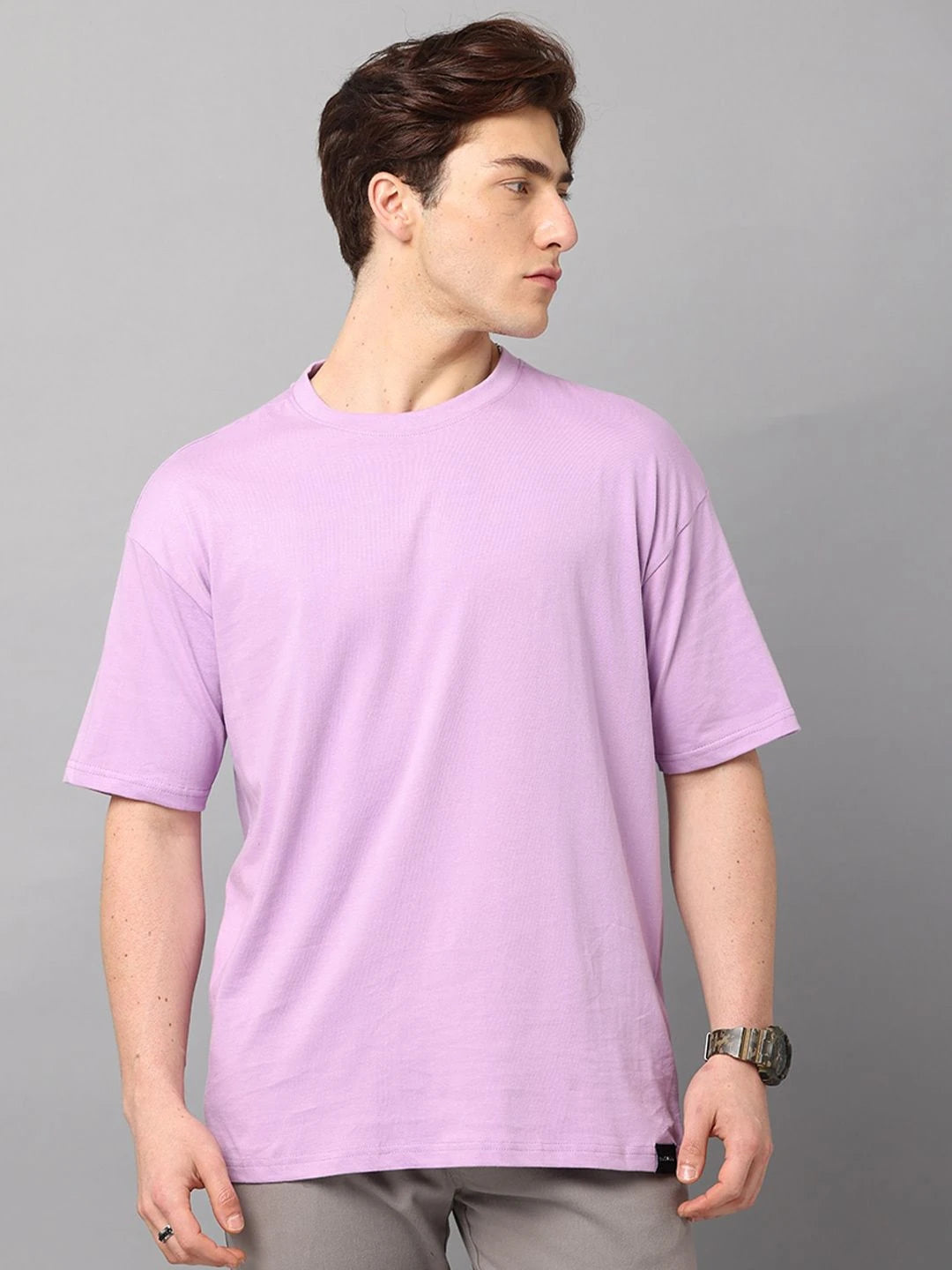 Silisoul Lavender Oversized Fit Cotton Short Sleeves T-Shirt