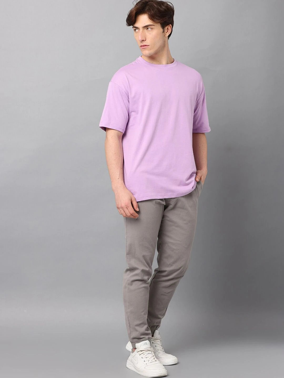 Silisoul Lavender Oversized Fit Cotton Short Sleeves T-Shirt