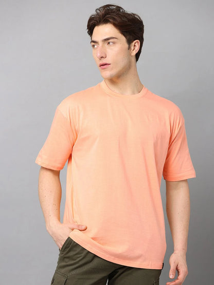 Silisoul Peach Oversized Fit Cotton Short Sleeves T-Shirt