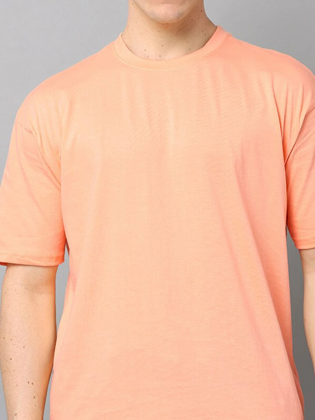 Silisoul Peach Oversized Fit Cotton Short Sleeves T-Shirt