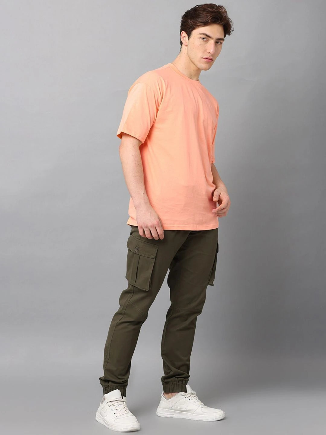 Silisoul Peach Oversized Fit Cotton Short Sleeves T-Shirt