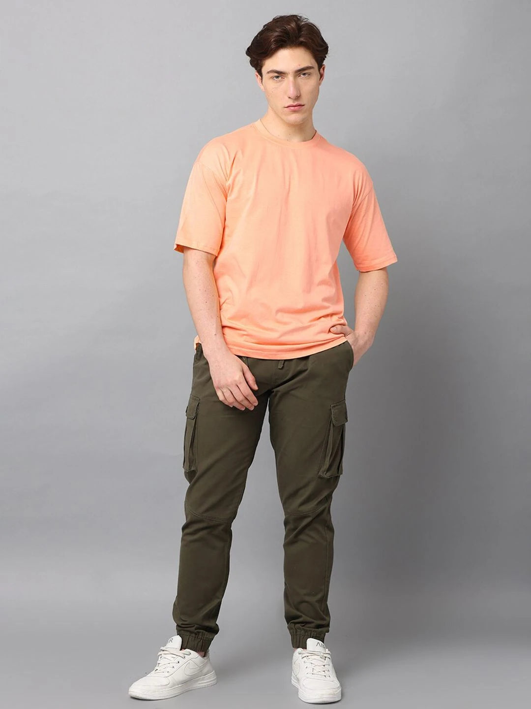 Silisoul Peach Oversized Fit Cotton Short Sleeves T-Shirt