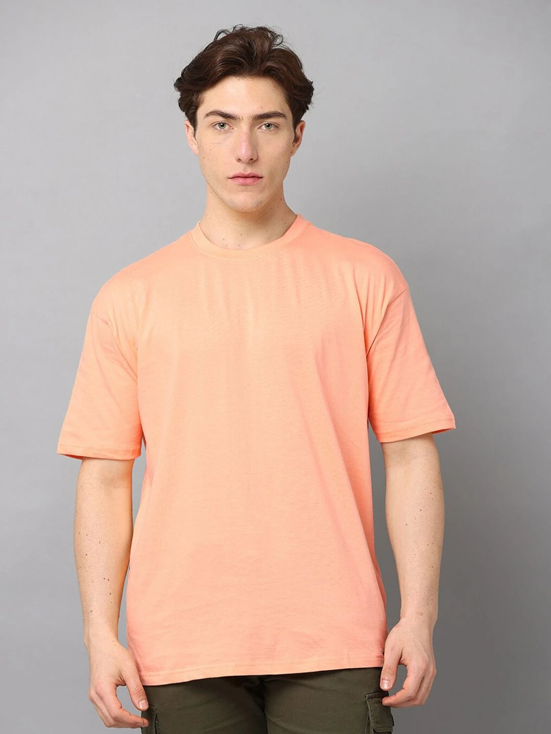 Silisoul Peach Oversized Fit Cotton Short Sleeves T-Shirt