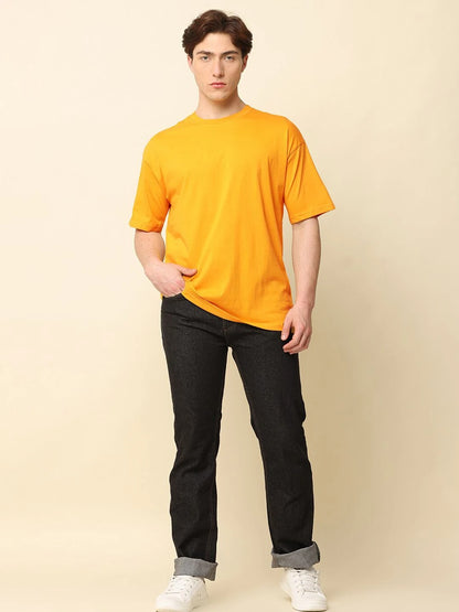 Silisoul Mustard Oversized Fit Cotton Short Sleeves T-Shirt