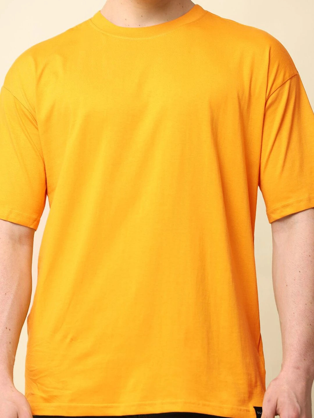 Silisoul Mustard Oversized Fit Cotton Short Sleeves T-Shirt