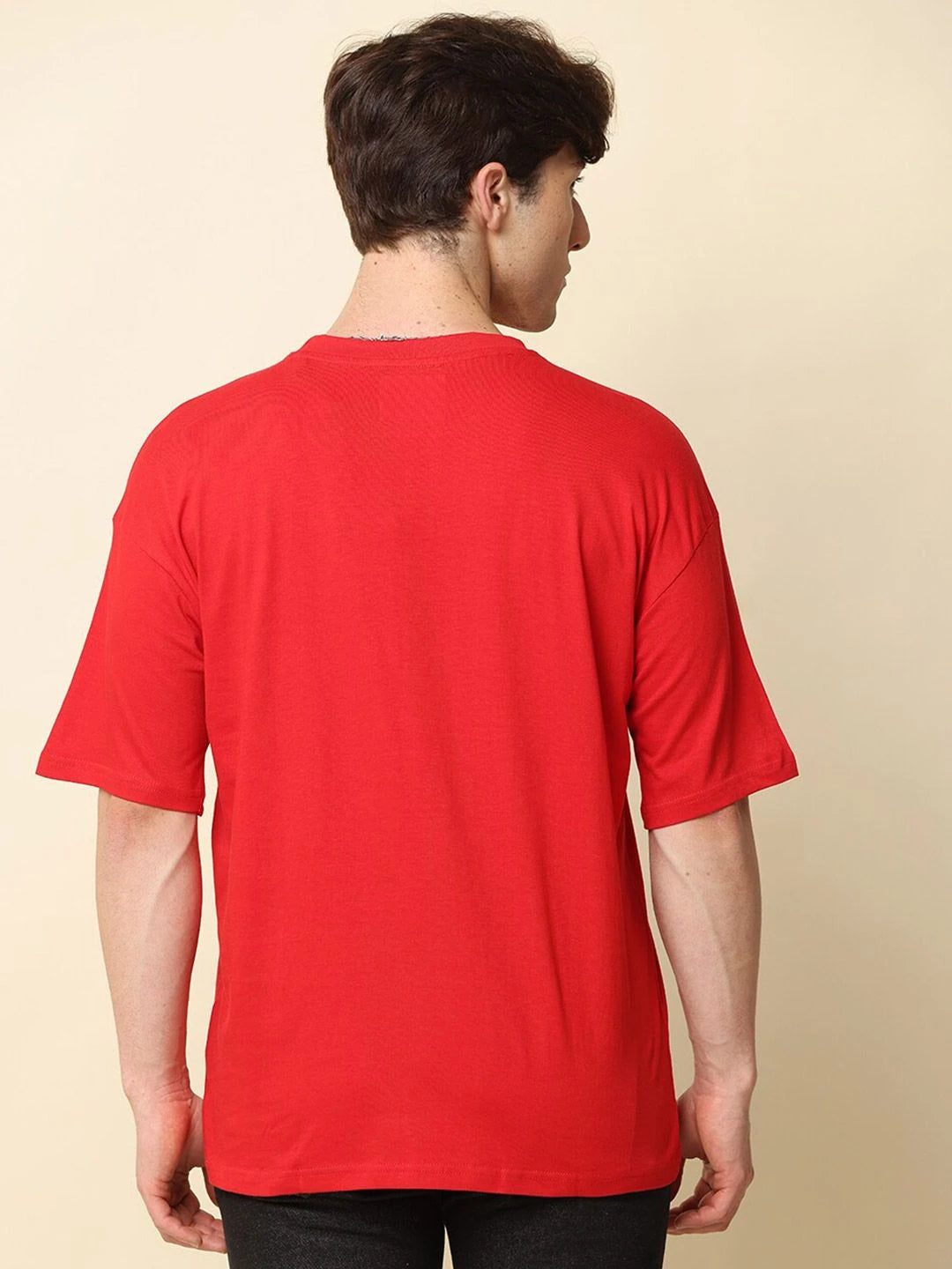 Silisoul Red Oversized Fit Cotton Short Sleeves T-Shirt