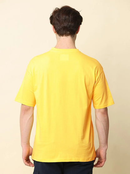 Silisoul Yellow Oversized Fit Pure Cotton Short Sleeves T-Shirt