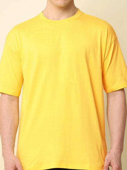 Silisoul Yellow Oversized Fit Pure Cotton Short Sleeves T-Shirt