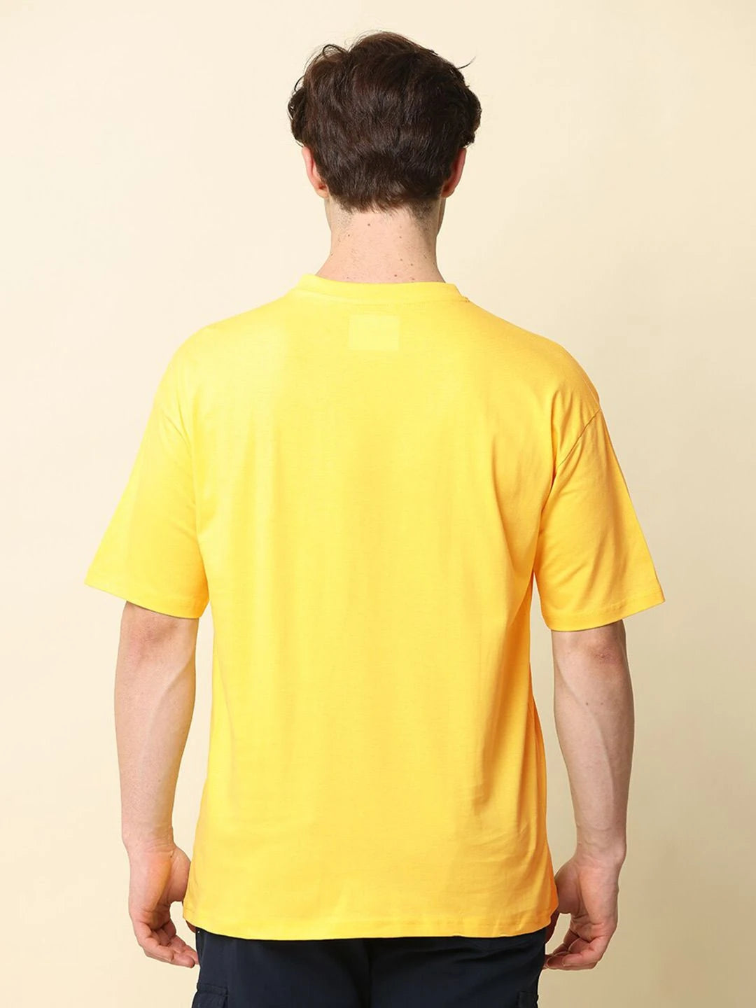 Silisoul Yellow Oversized Fit Pure Cotton Short Sleeves T-Shirt