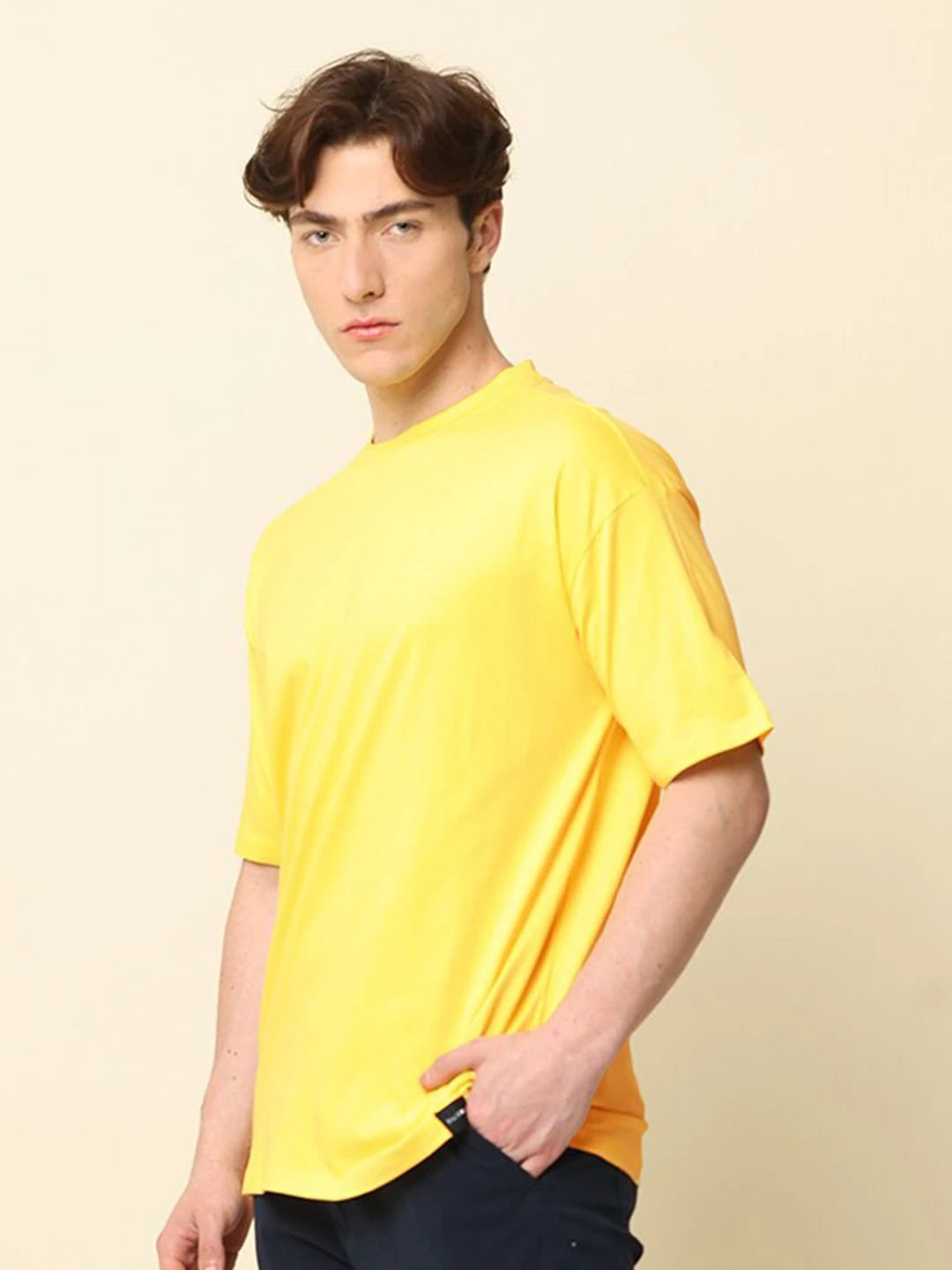 Silisoul Yellow Oversized Fit Pure Cotton Short Sleeves T-Shirt