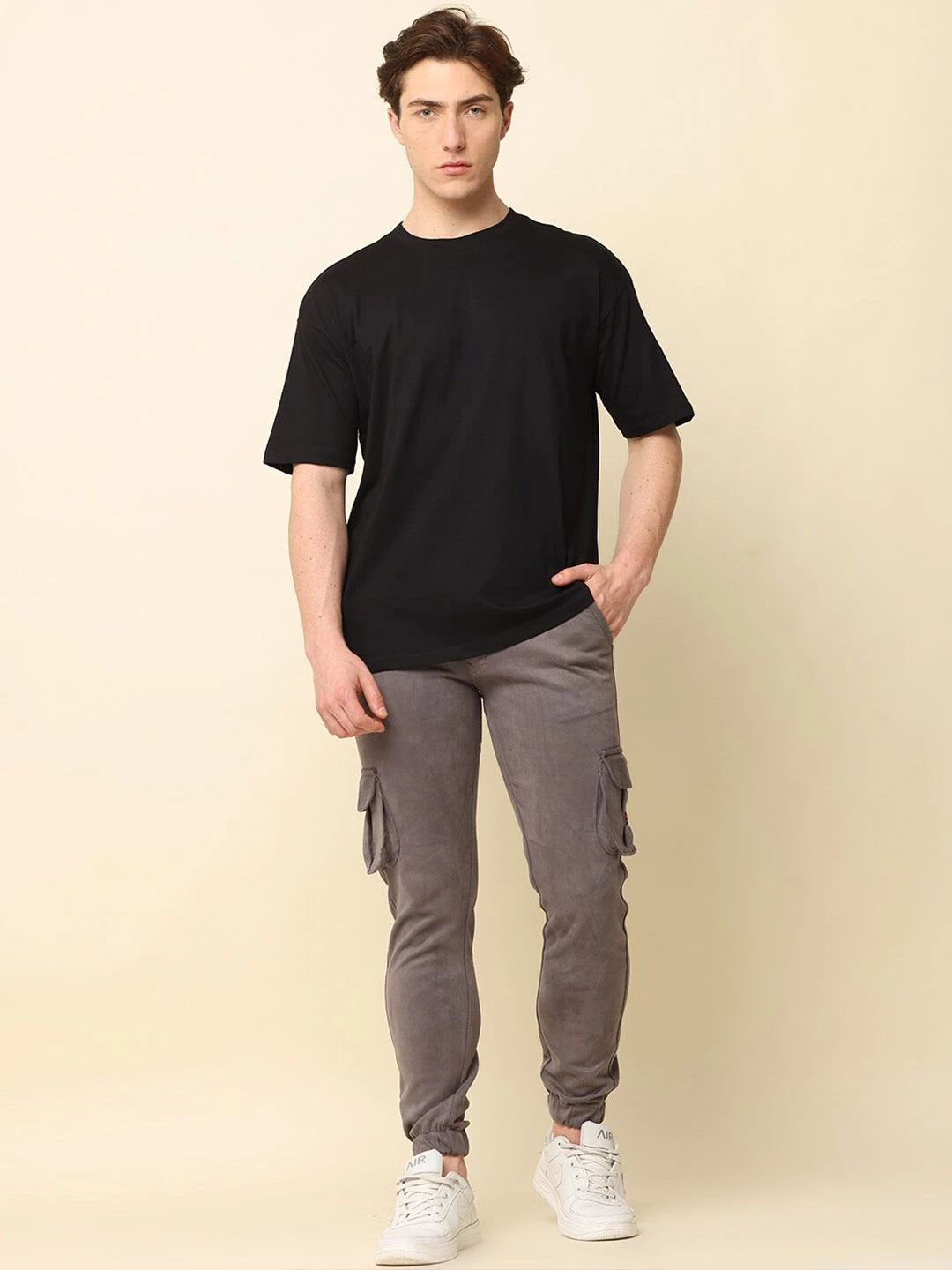 Silisoul Black Oversized Fit Cotton Short Sleeves T-Shirt
