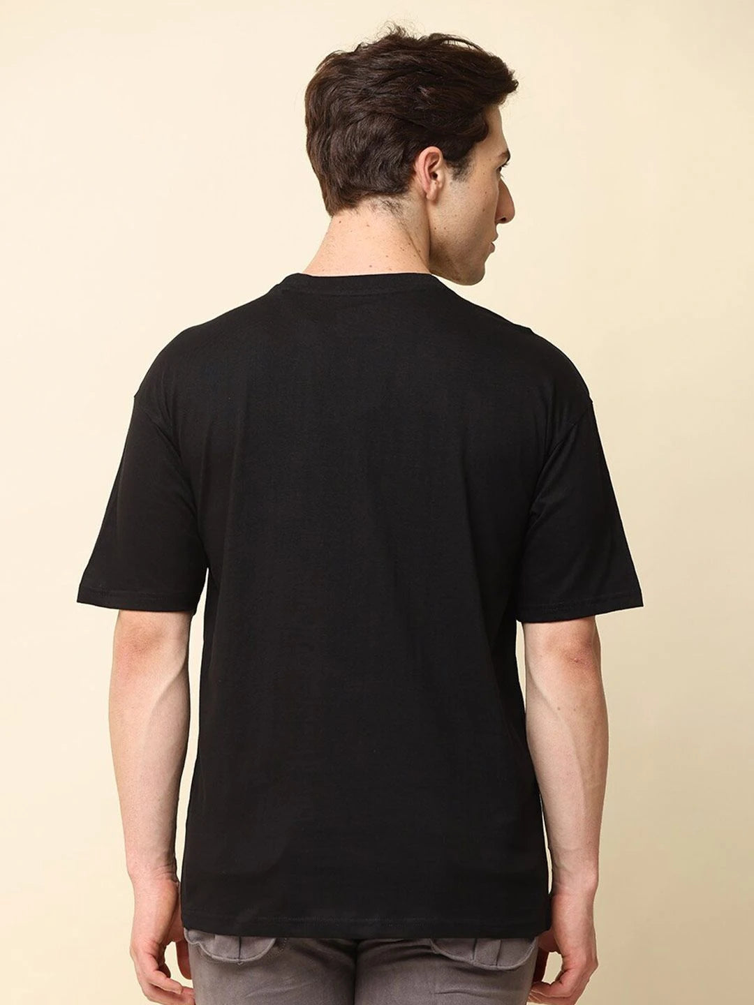 Silisoul Black Oversized Fit Cotton Short Sleeves T-Shirt