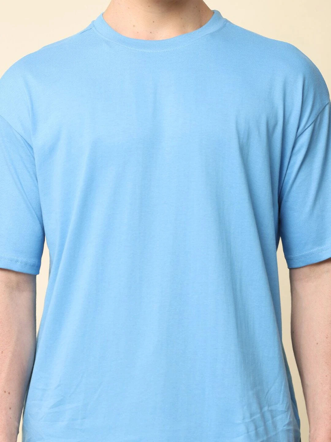 Silisoul Blue Oversized Fit Cotton Short Sleeves T-Shirt