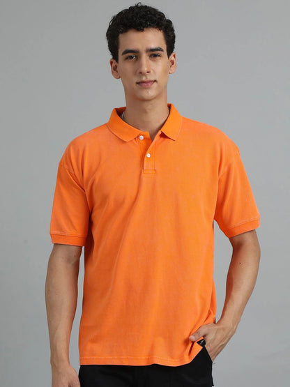 Silisoul Orange Oversized Fit Pure Cotton Short Sleeves T-Shirt