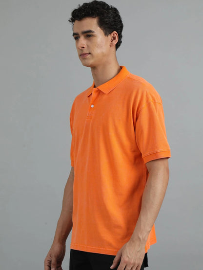 Silisoul Orange Oversized Fit Pure Cotton Short Sleeves T-Shirt