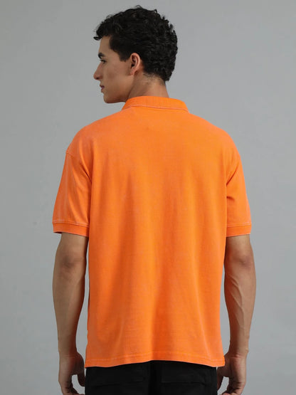 Silisoul Orange Oversized Fit Pure Cotton Short Sleeves T-Shirt