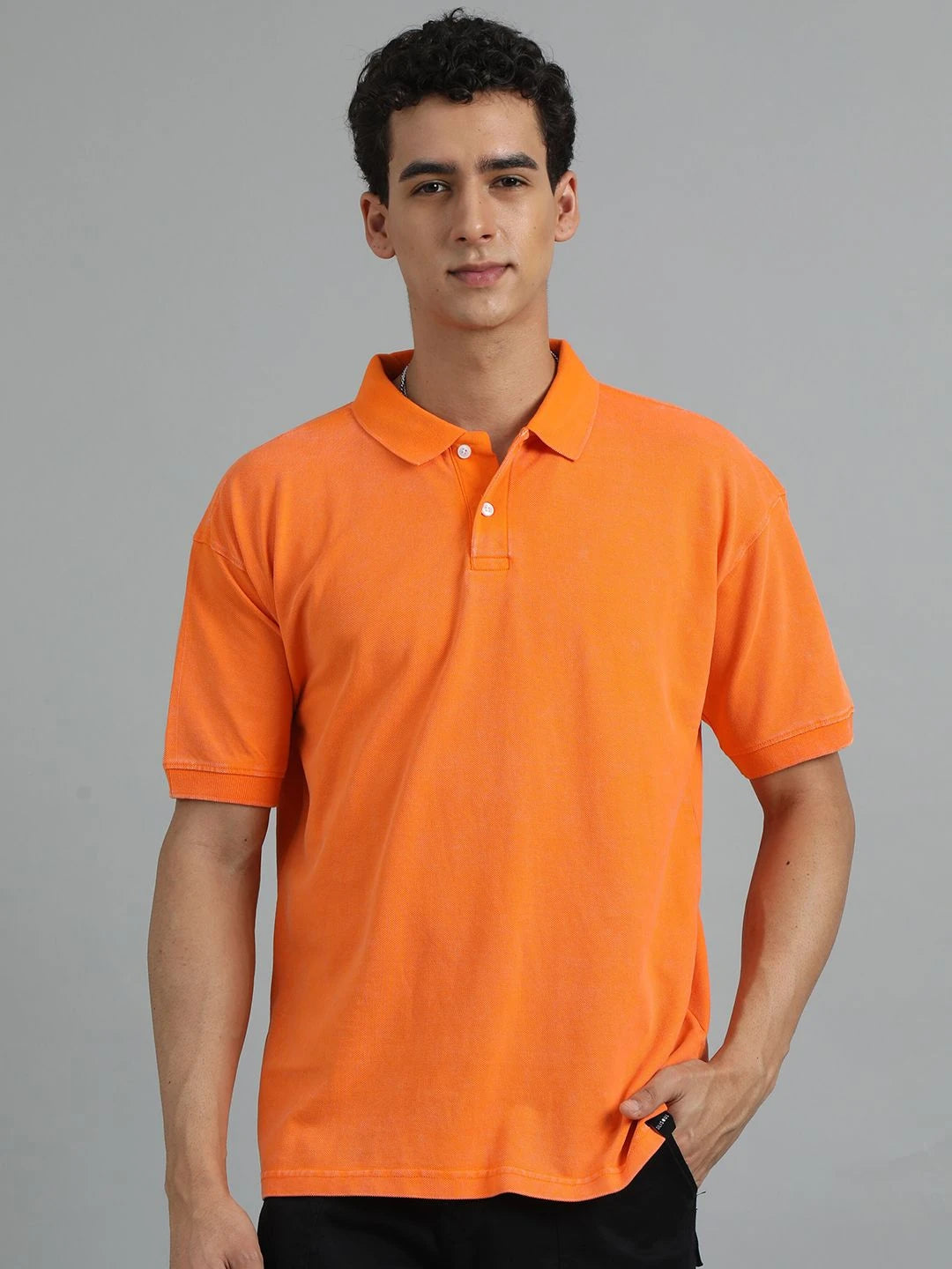 Silisoul Orange Oversized Fit Pure Cotton Short Sleeves T-Shirt