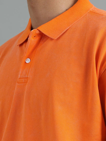 Silisoul Orange Oversized Fit Pure Cotton Short Sleeves T-Shirt