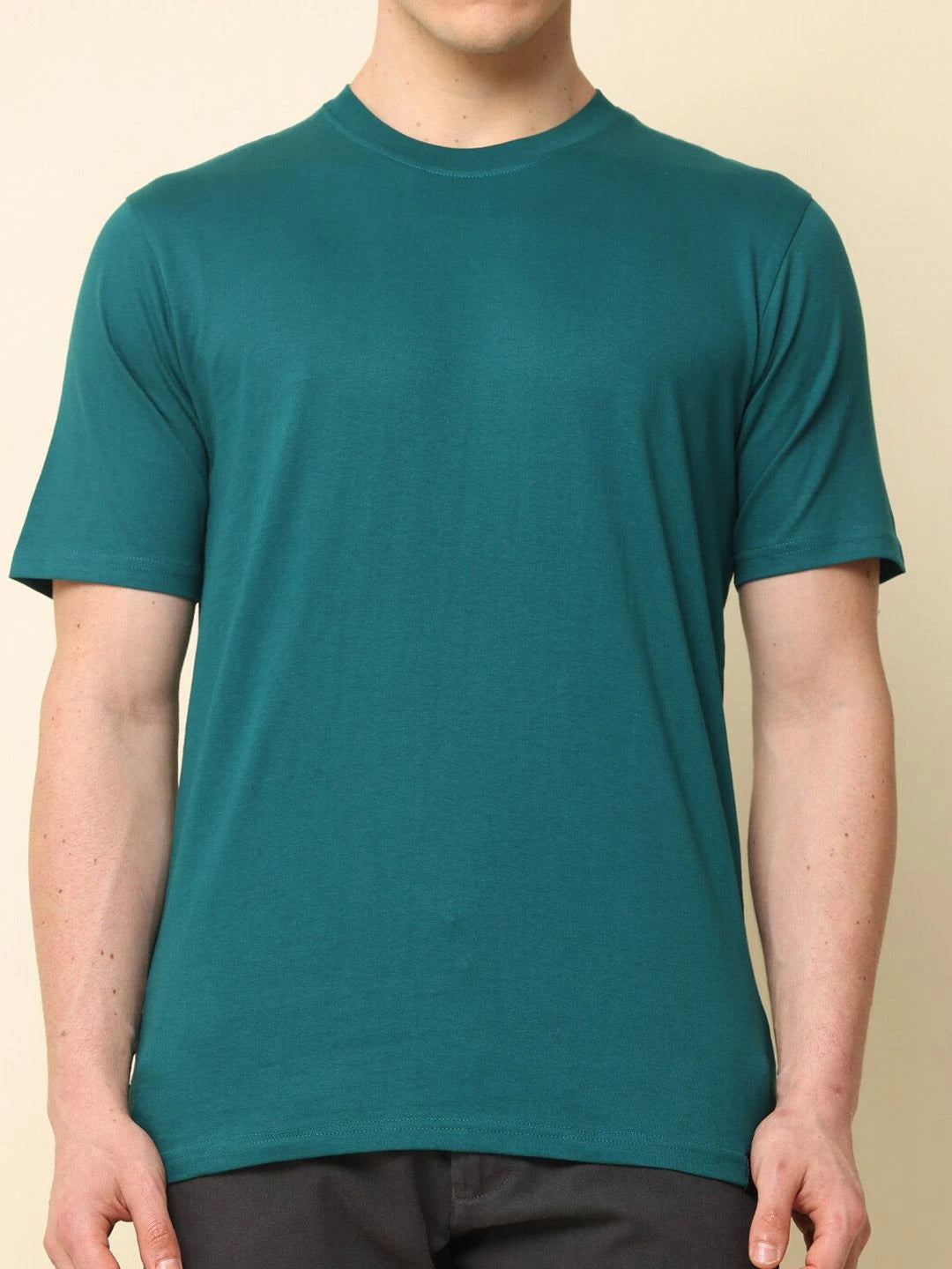 Silisoul Green Regular Fit Cotton Short Sleeves T-Shirt