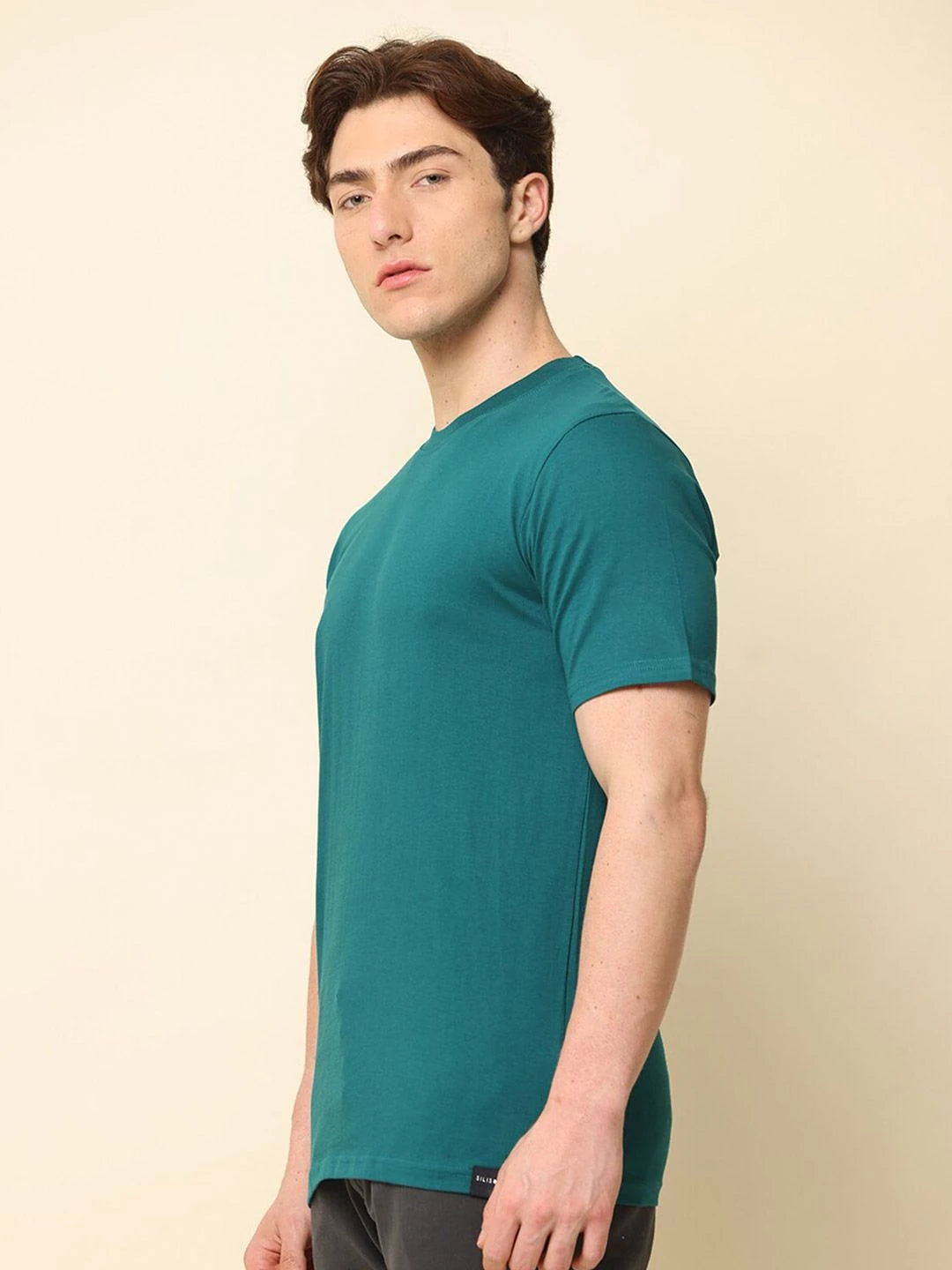 Silisoul Green Regular Fit Cotton Short Sleeves T-Shirt