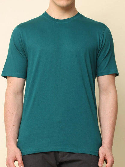 Silisoul Green Regular Fit Cotton Short Sleeves T-Shirt