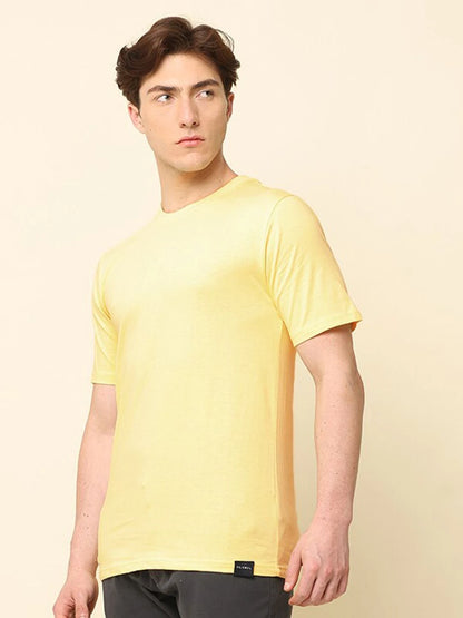 Silisoul Yellow Regular Fit Cotton Short Sleeves T-Shirt