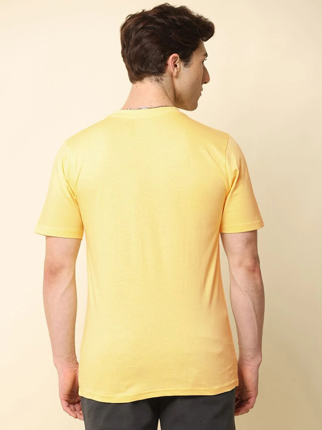 Silisoul Yellow Regular Fit Cotton Short Sleeves T-Shirt