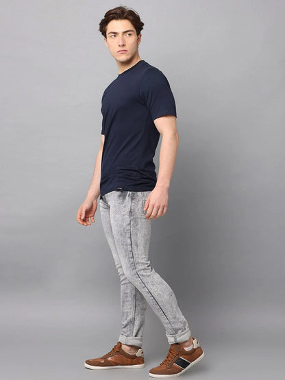 Silisoul Navy Blue Regular Fit Cotton Short Sleeves T-Shirt