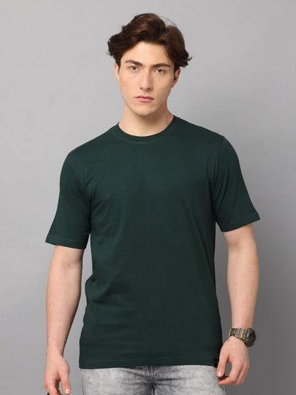 Silisoul Olive Regular Fit Cotton Short Sleeves T-Shirt