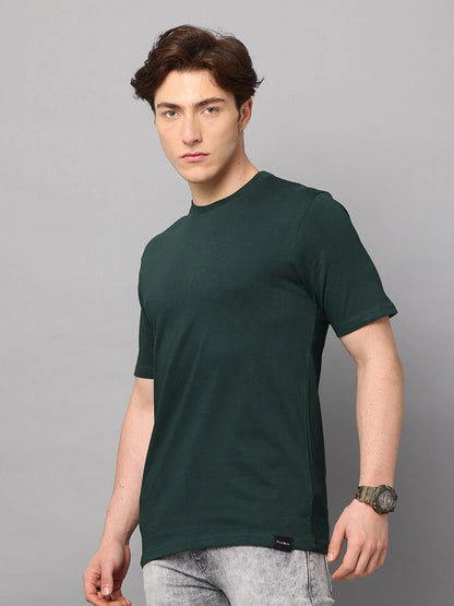 Silisoul Olive Regular Fit Cotton Short Sleeves T-Shirt