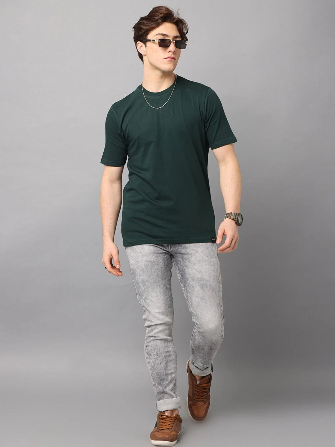 Silisoul Olive Regular Fit Cotton Short Sleeves T-Shirt