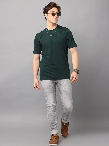 Silisoul Olive Regular Fit Cotton Short Sleeves T-Shirt