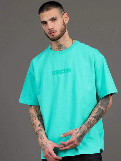 Silisoul Sea Green Oversized Fit Graphic Print Pure Cotton T-Shirt
