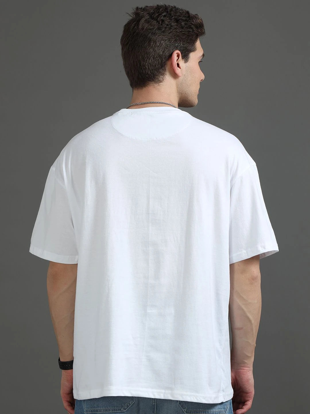 Silisoul White Oversized Fit Graphic Print Pure Cotton T-Shirt