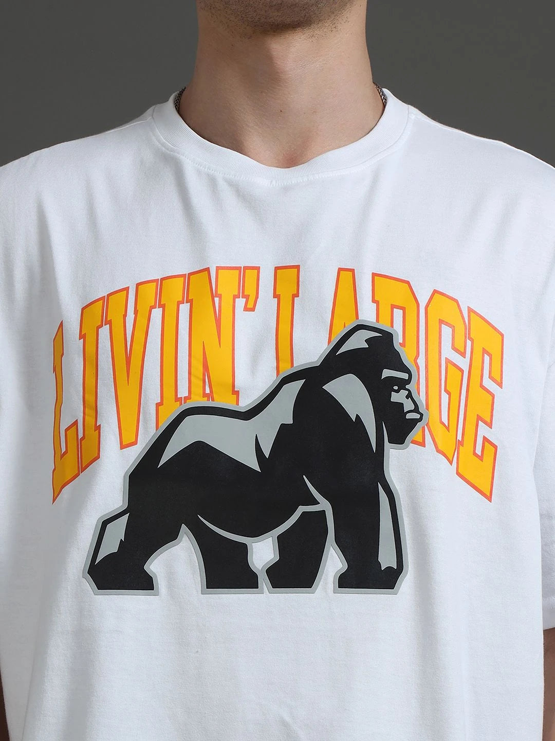 Silisoul White Oversized Fit Graphic Print Pure Cotton T-Shirt