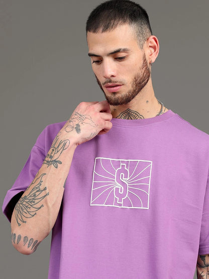 Silisoul Lavender Oversized Fit Typography Print T-Shirt