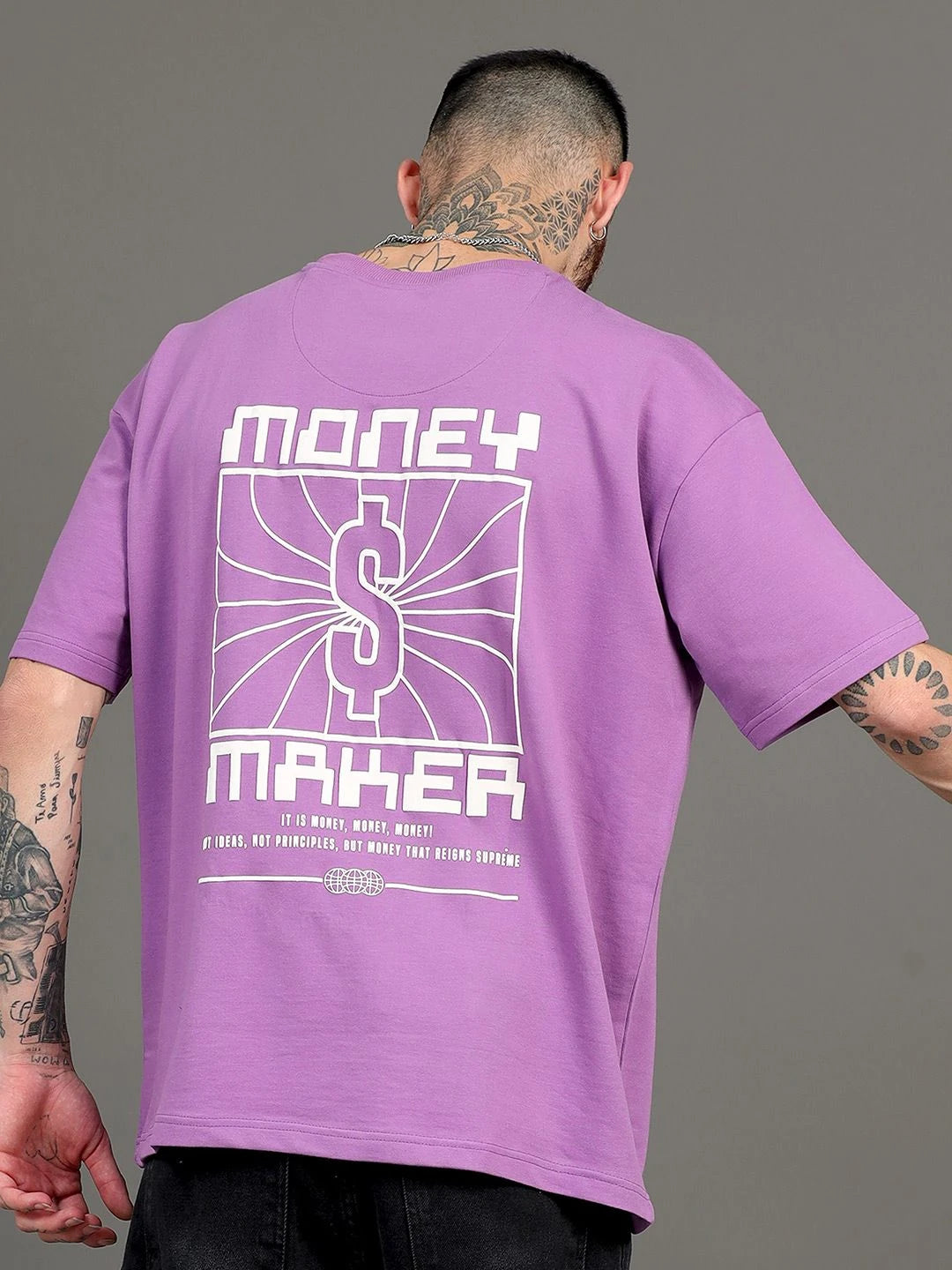 Silisoul Lavender Oversized Fit Typography Print T-Shirt