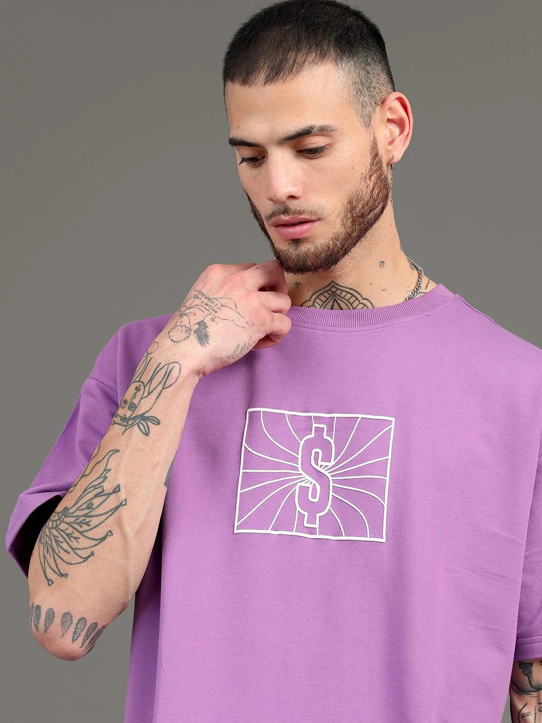 Silisoul Lavender Oversized Fit Typography Print T-Shirt