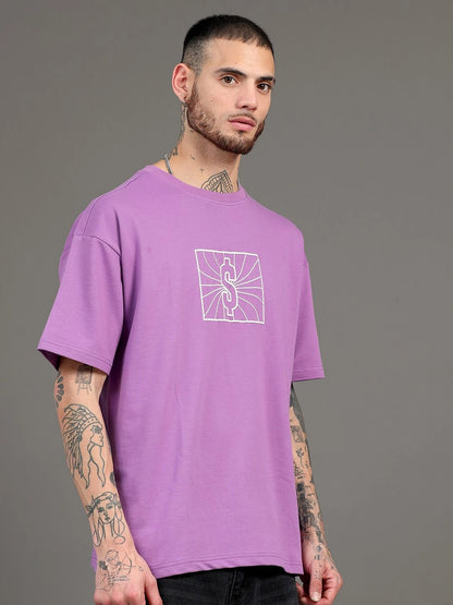 Silisoul Lavender Oversized Fit Typography Print T-Shirt