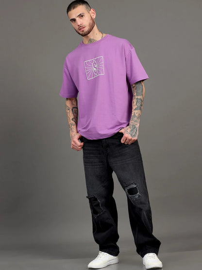 Silisoul Lavender Oversized Fit Typography Print T-Shirt