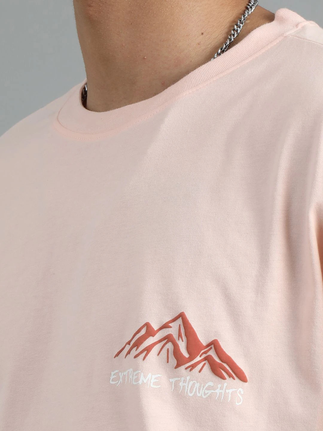 Silisoul Peach Oversized Fit Graphic Print Pure Cotton T-Shirt