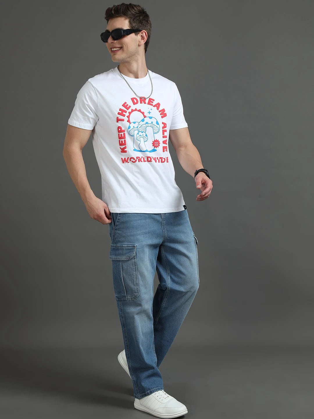 Silisoul White Regular Fit Typography Print Pure Cotton T-Shirt