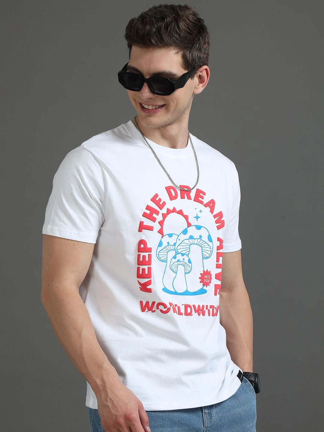 Silisoul White Regular Fit Typography Print Pure Cotton T-Shirt