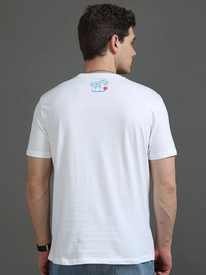 Silisoul White Regular Fit Typography Print Pure Cotton T-Shirt