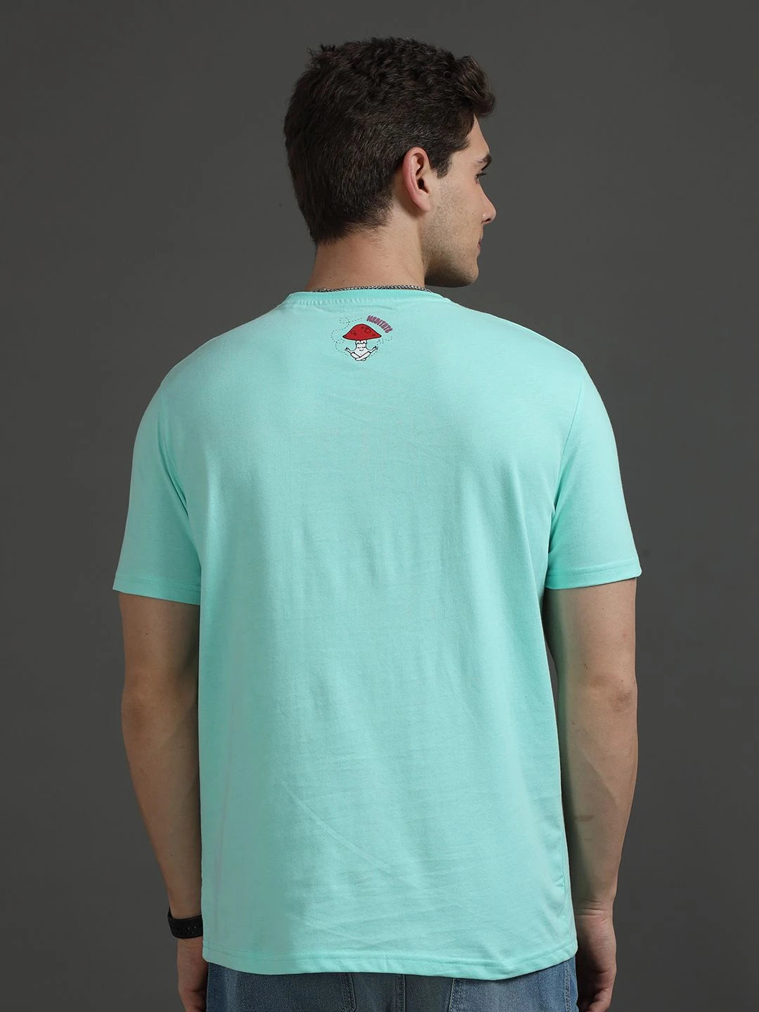Silisoul Sea Green Regular Fit Graphic Print Pure Cotton T-Shirt