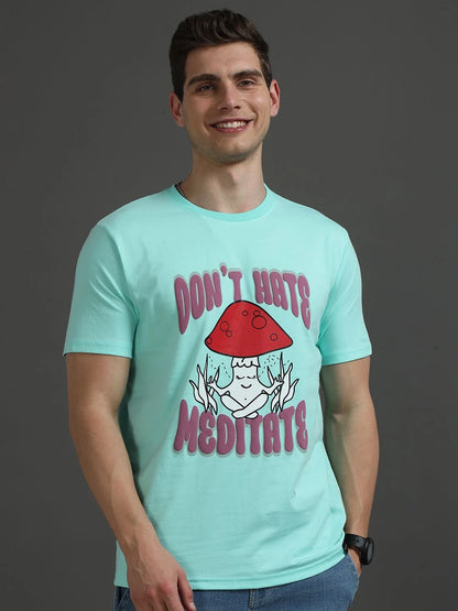 Silisoul Sea Green Regular Fit Graphic Print Pure Cotton T-Shirt
